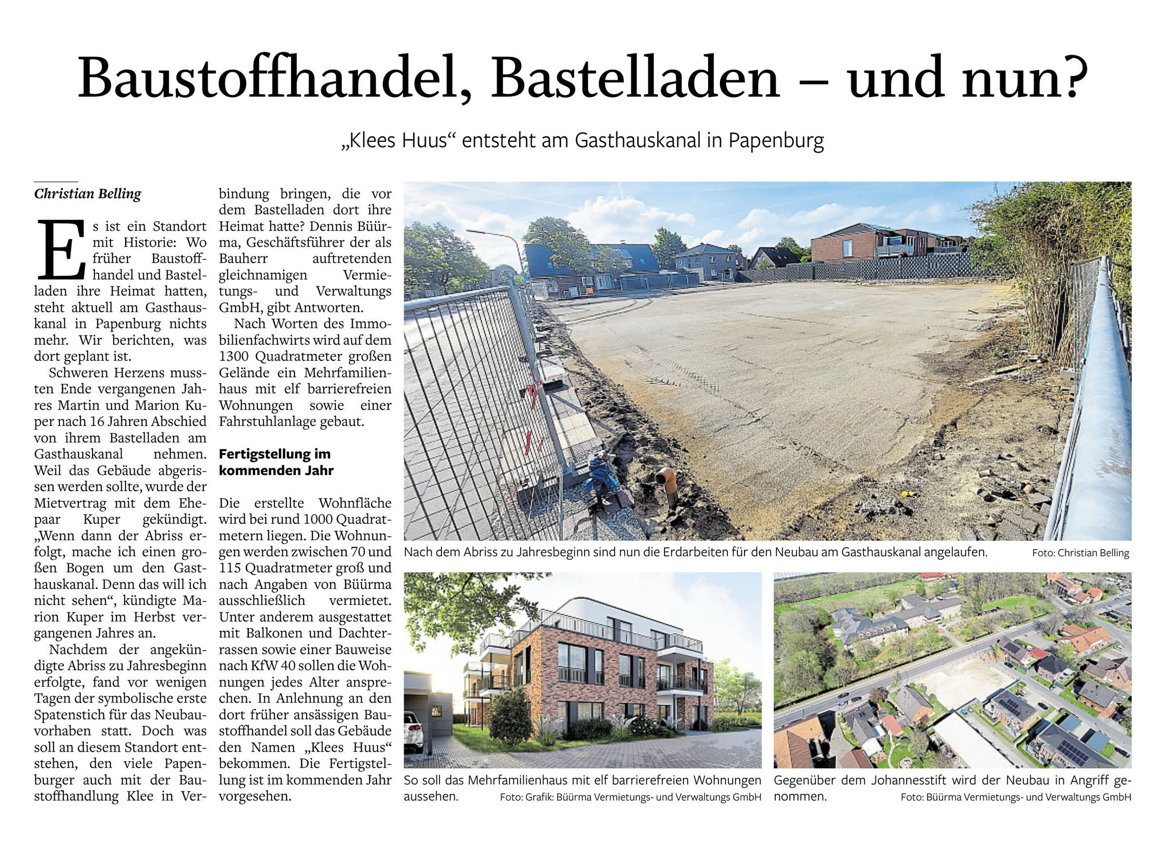 EZ Emder Zeitung Bauvorhaben Gasthauskanal Papenburg